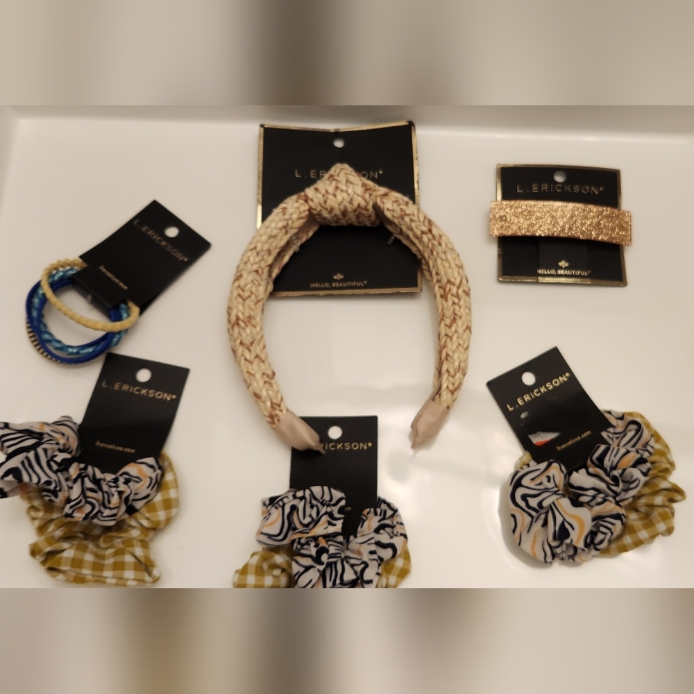 L.Erickson Set of  headband, Ties, Clip New